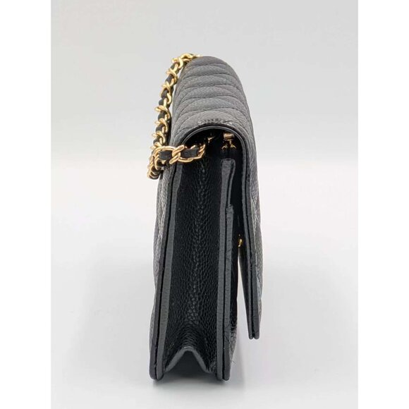 Pre-owned Chanel Caviar Quilted Wallet On Chain WOC Black - Picture 4 of 13